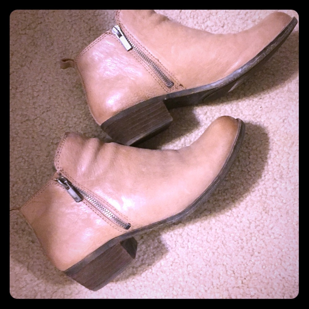 Lucky Brand Natural Leather Ankle Boots- 10